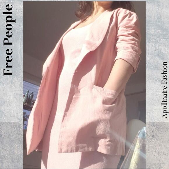 FREE PEOPLE WINNING COMBO BLAZER AND DRESS IN PINK SP NEW - Picture 4 of 10